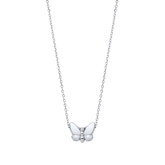 925 Sterling Silver  Mini Butterfly Charm Necklace 16 inch - GVK471