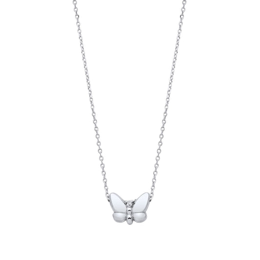 925 Sterling Silver  Mini Butterfly Charm Necklace 16 inch - GVK471