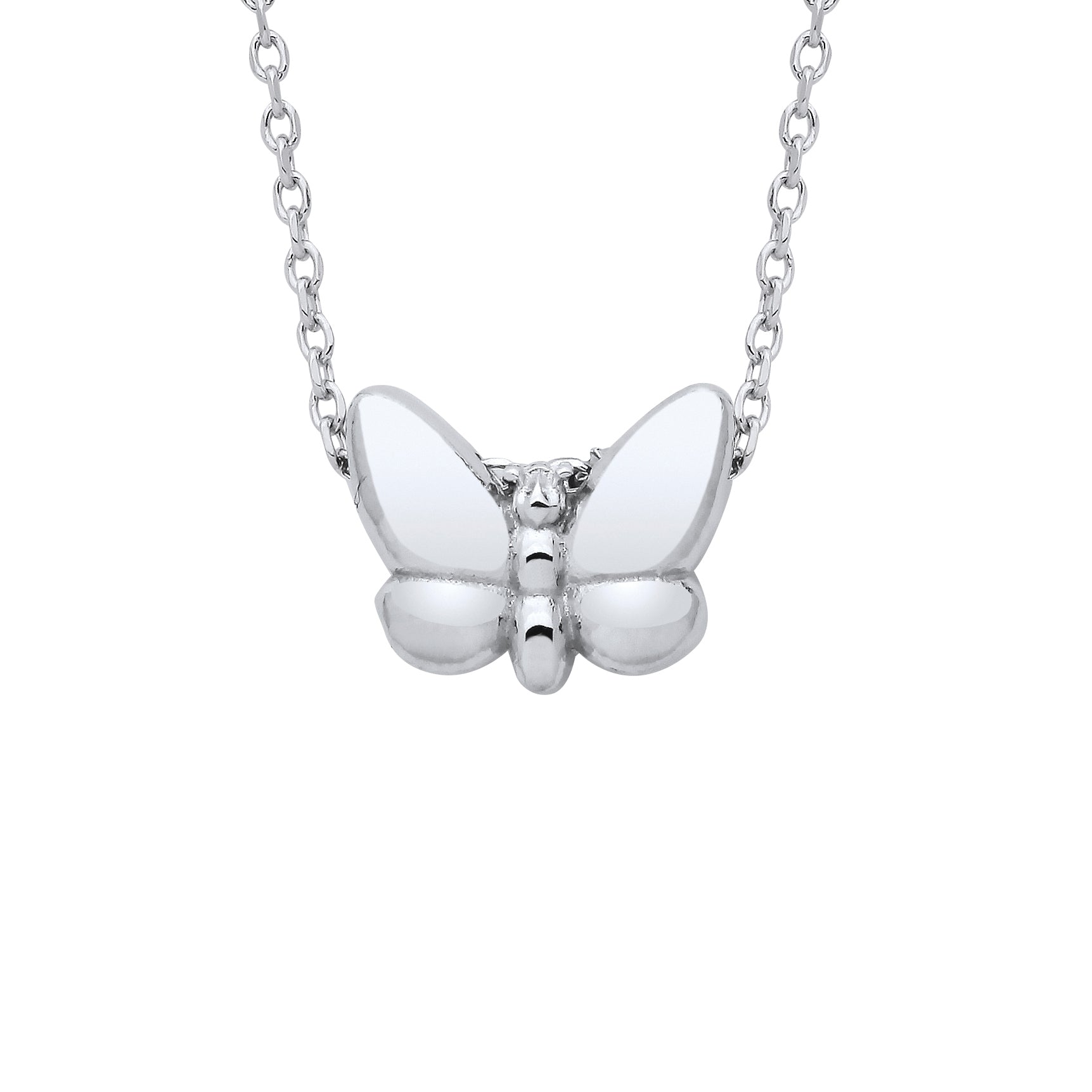 925 Sterling Silver  Mini Butterfly Charm Necklace 16 inch - GVK471