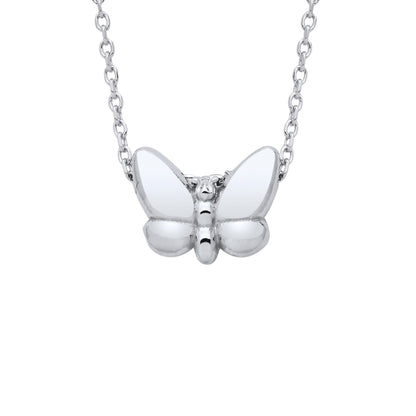 925 Sterling Silver  Mini Butterfly Charm Necklace 16 inch - GVK471