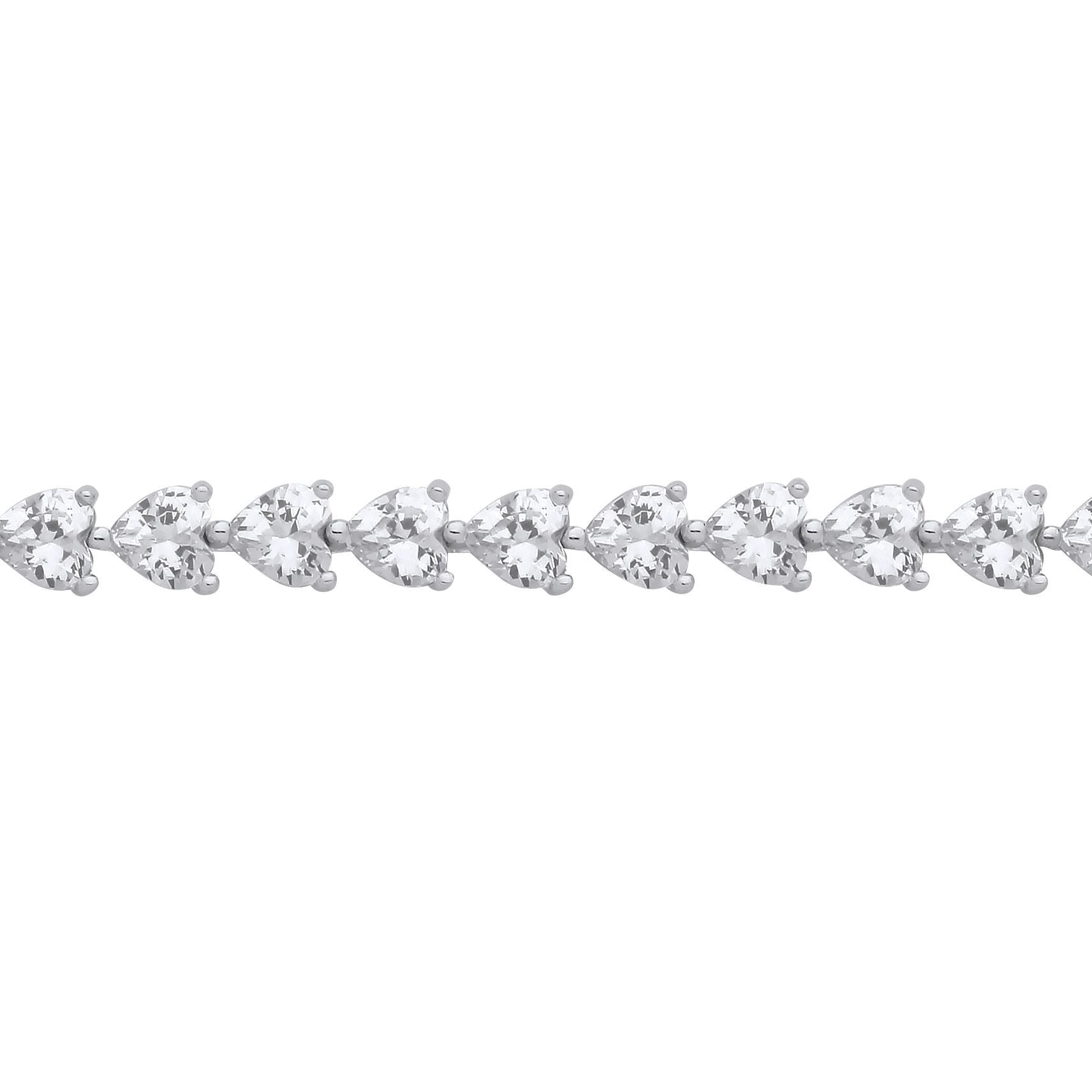 Silver  Heart CZ Lots of Love Eternity Tennis Necklace 4mm 16 inch - GVK481