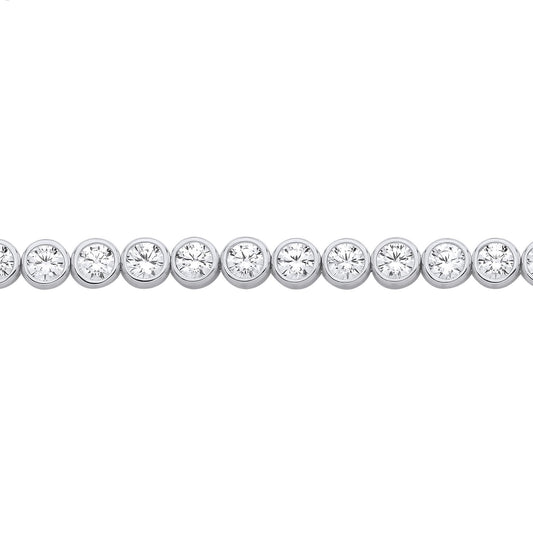 Silver  CZ Donut Ring Bubbles Eternity Tennis Necklace 4mm 16 inch - GVK482
