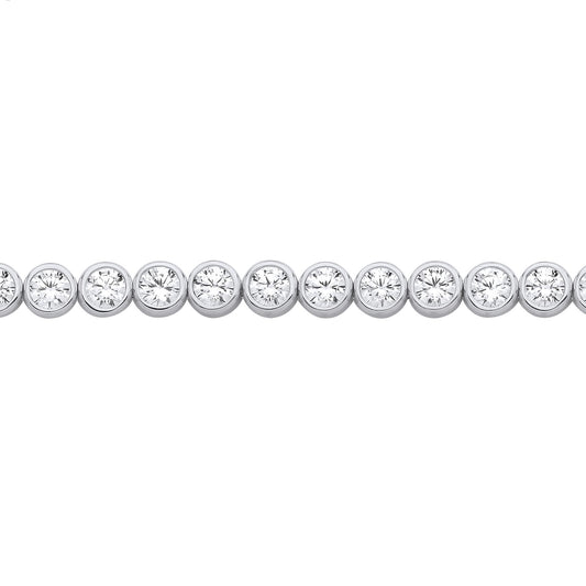 Silver  CZ Donut Ring Bubbles Eternity Tennis Necklace 4mm 16 inch - GVK482