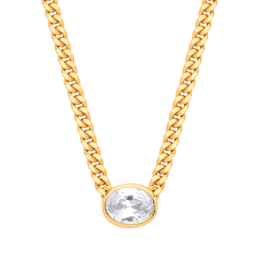 Gold-Silver Collerate Necklace Oval Necklace - GVK496G