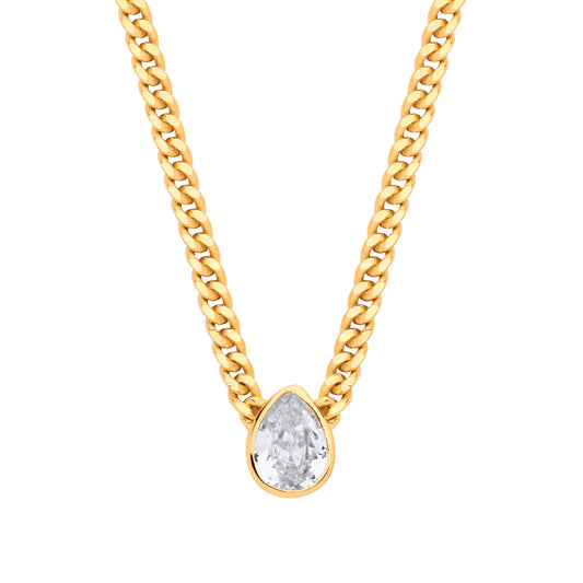 Gold-Silver Collerate Necklace Pear Drop Necklace - GVK497G