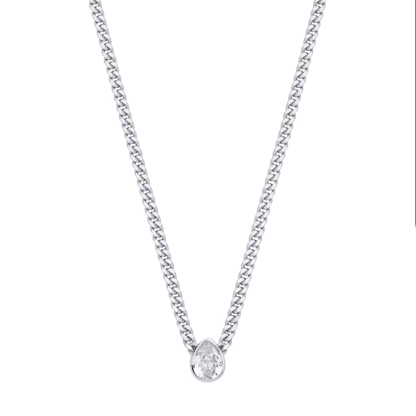 Silver  Collerate Necklace Pear Drop Necklace - GVK497RH