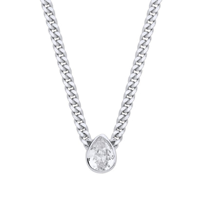 Silver  Collerate Necklace Pear Drop Necklace - GVK497RH