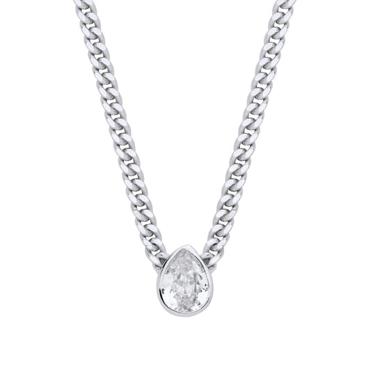 Silver Collerate Necklace Pear Drop Necklace - GVK497RH