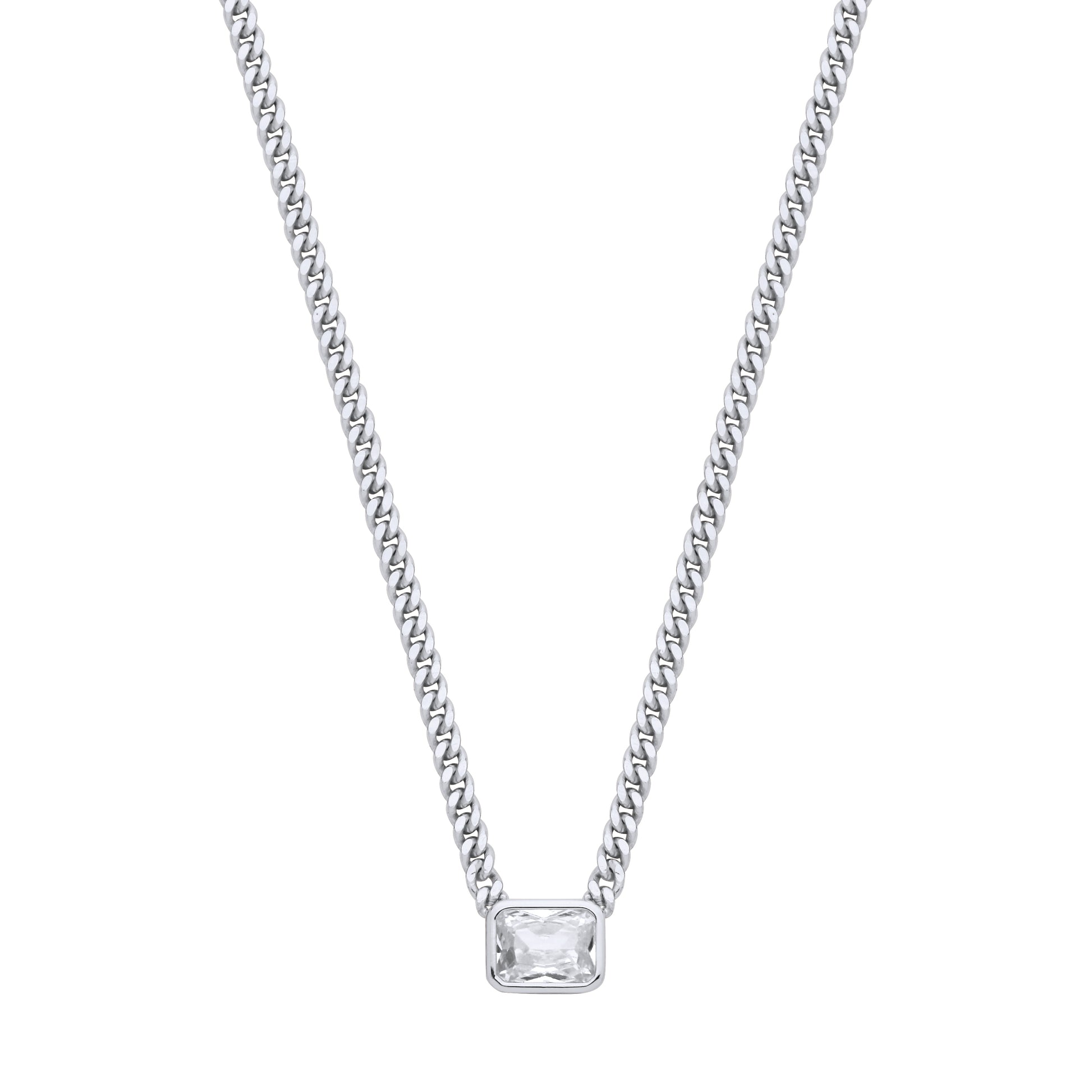 Silver Collerate Necklace Rectangle Necklace - GVK499RH