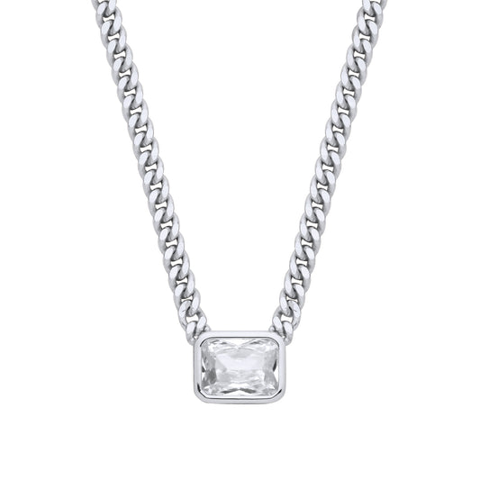 Silver Collerate Necklace Rectangle Necklace - GVK499RH
