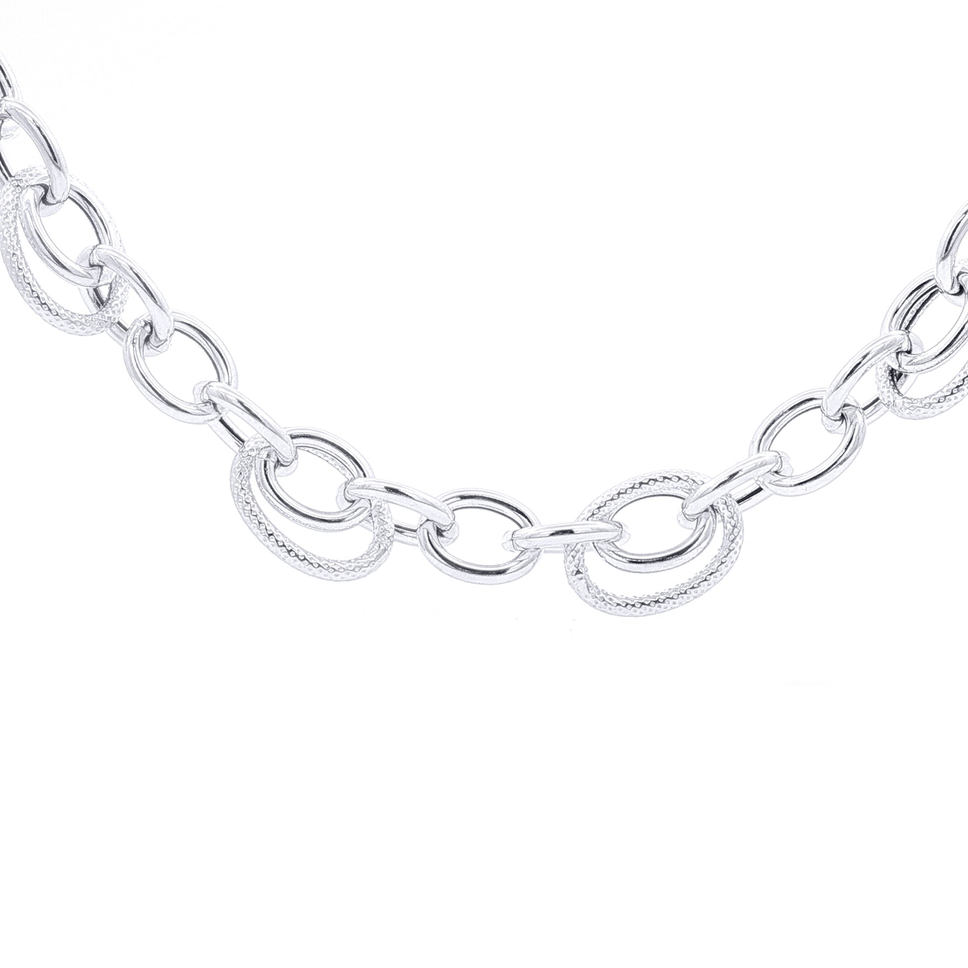 Silver  Chunk Oval Rolo Belcher Chain Link Necklace - GVK500