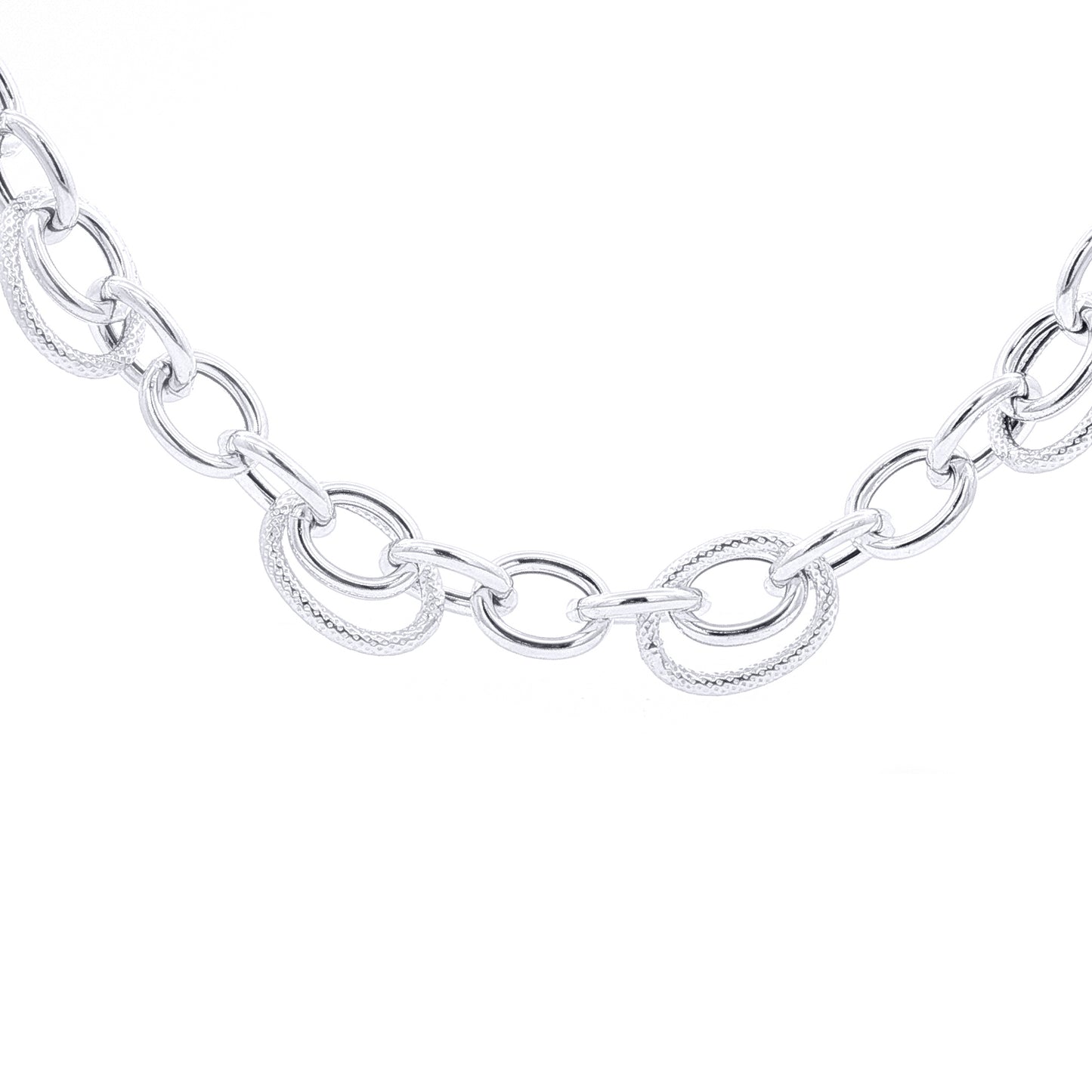 Silver  Puffed Hollow Large Snake-Skin Rolo Link Tennis Bracelet - GVK500