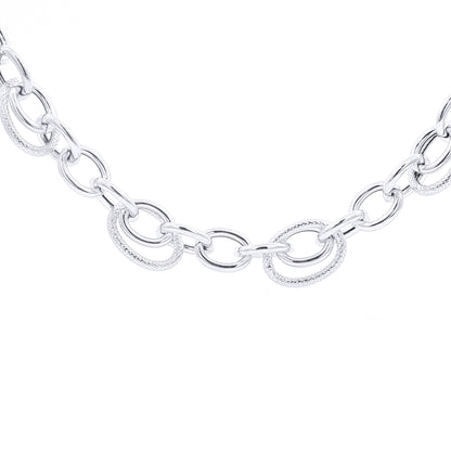 Silver  Puffed Hollow Large Snake-Skin Rolo Link Tennis Bracelet - GVK500