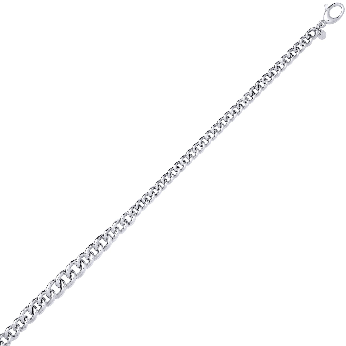 Silver  Graduated Rounded Albert Curb Link Chain Necklace 10.5mm 18 inch - GVK502