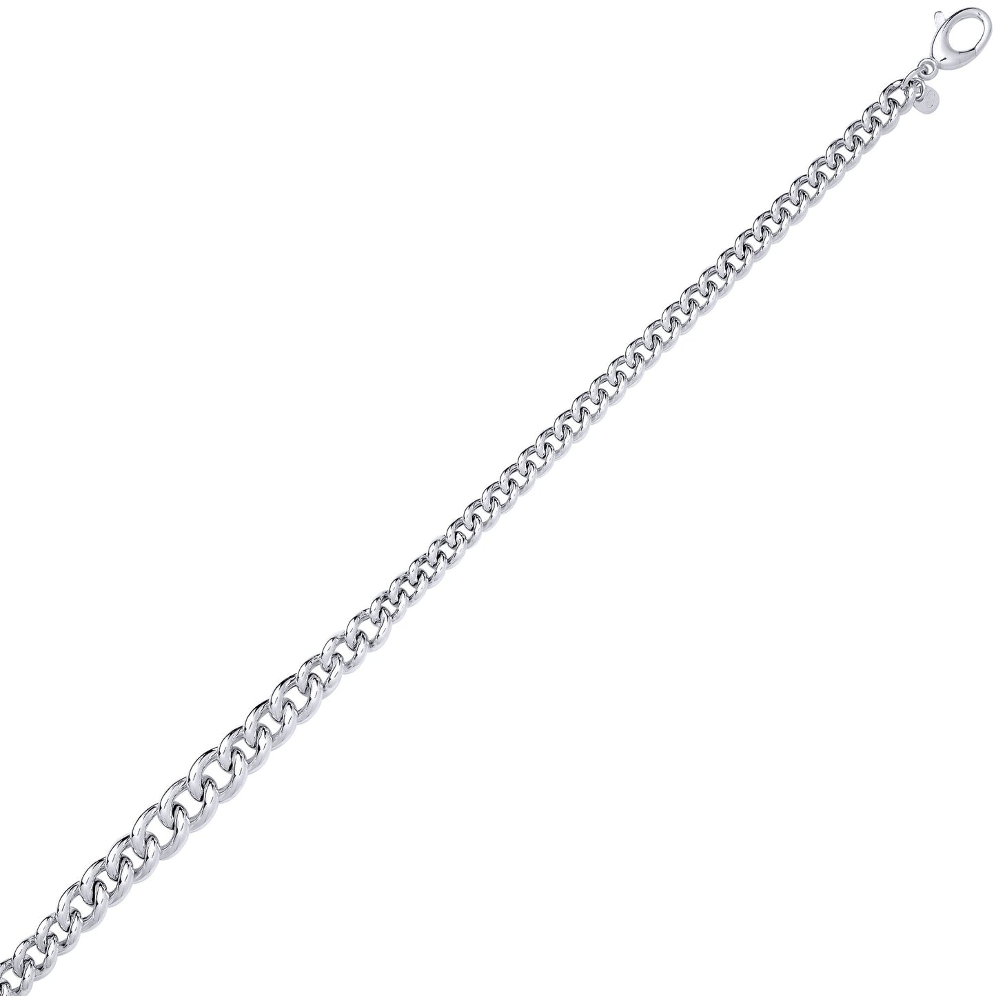 Silver  Graduated Rounded Albert Curb Link Necklace 10.5mm 18 inch - GVK502