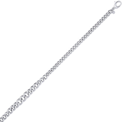 Silver  Graduated Rounded Albert Curb Link Necklace 10.5mm 18 inch - GVK502