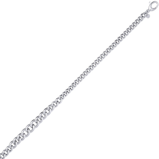 Silver  Graduated Rounded Albert Curb Link Necklace 10.5mm 18 inch - GVK502