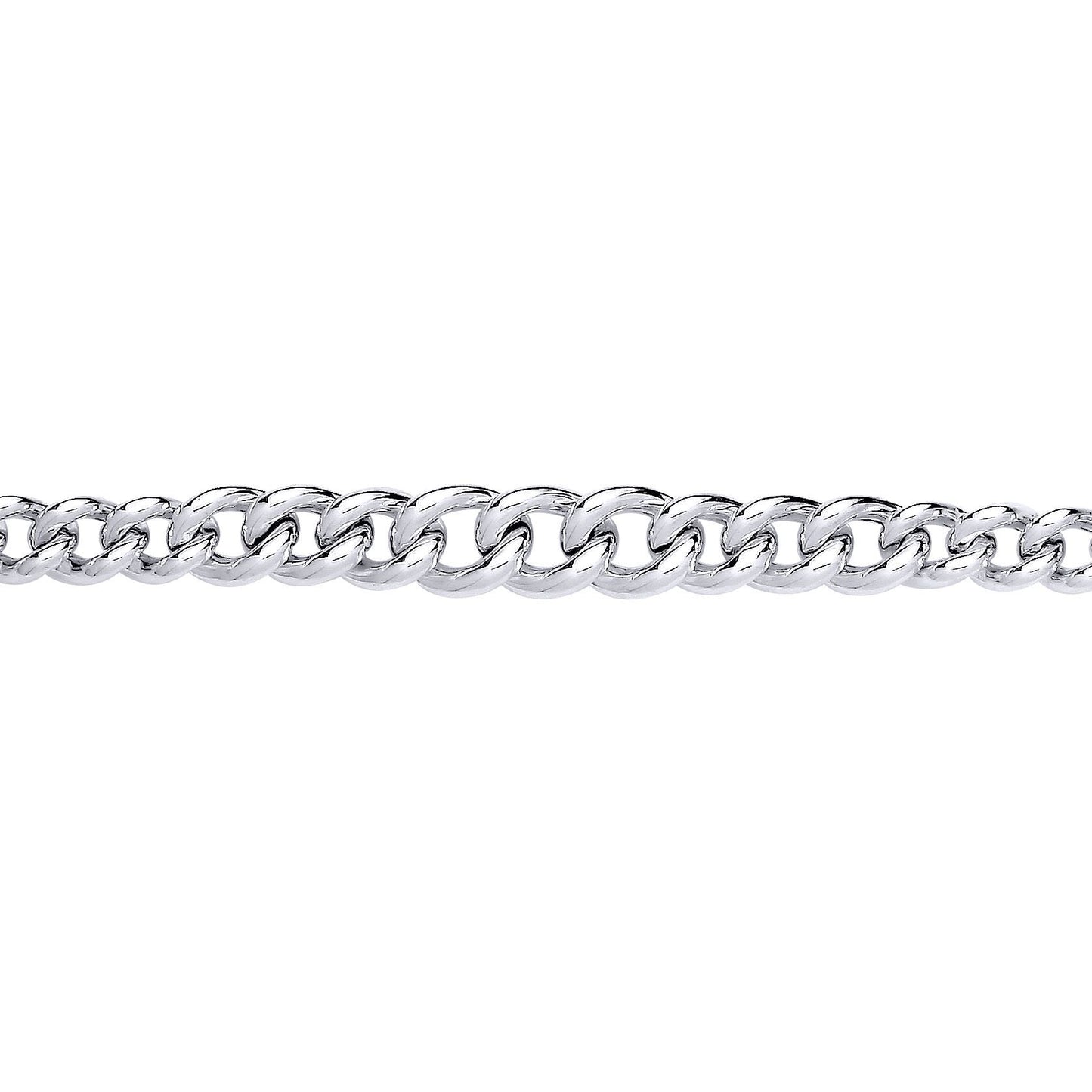 Silver  Graduated Rounded Albert Curb Link Necklace 10.5mm 18 inch - GVK502