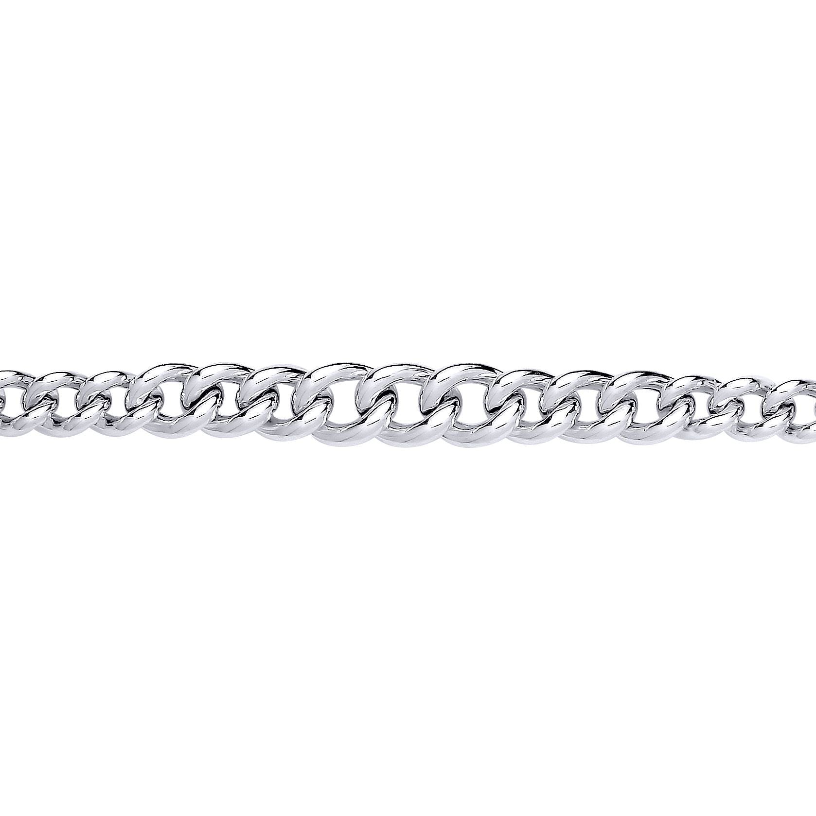 Silver  Graduated Rounded Albert Curb Link Necklace 10.5mm 18 inch - GVK502