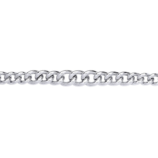 Silver  Graduated Rounded Albert Curb Link Necklace 10.5mm 18 inch - GVK502