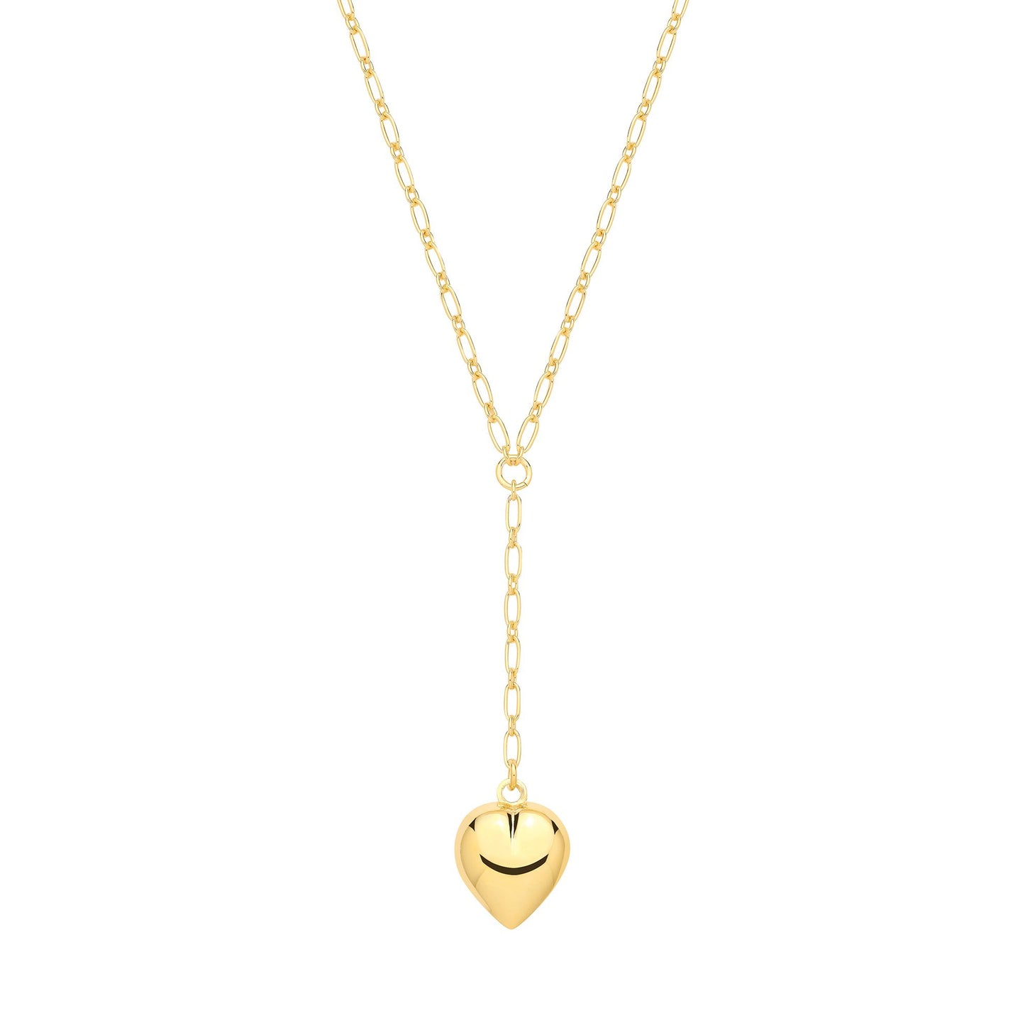 Gold Plated Sterling Silver Puffed Heart Pendant Necklace - 18 - GVK513