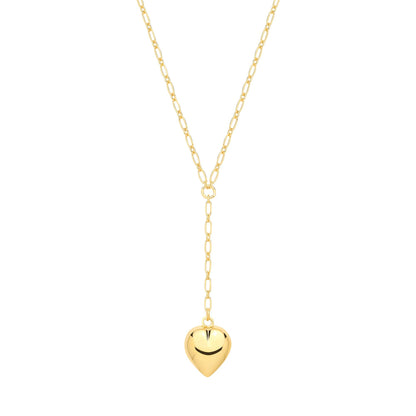 Gold Plated Sterling Silver Puffed Heart Pendant Necklace - 18 - GVK513