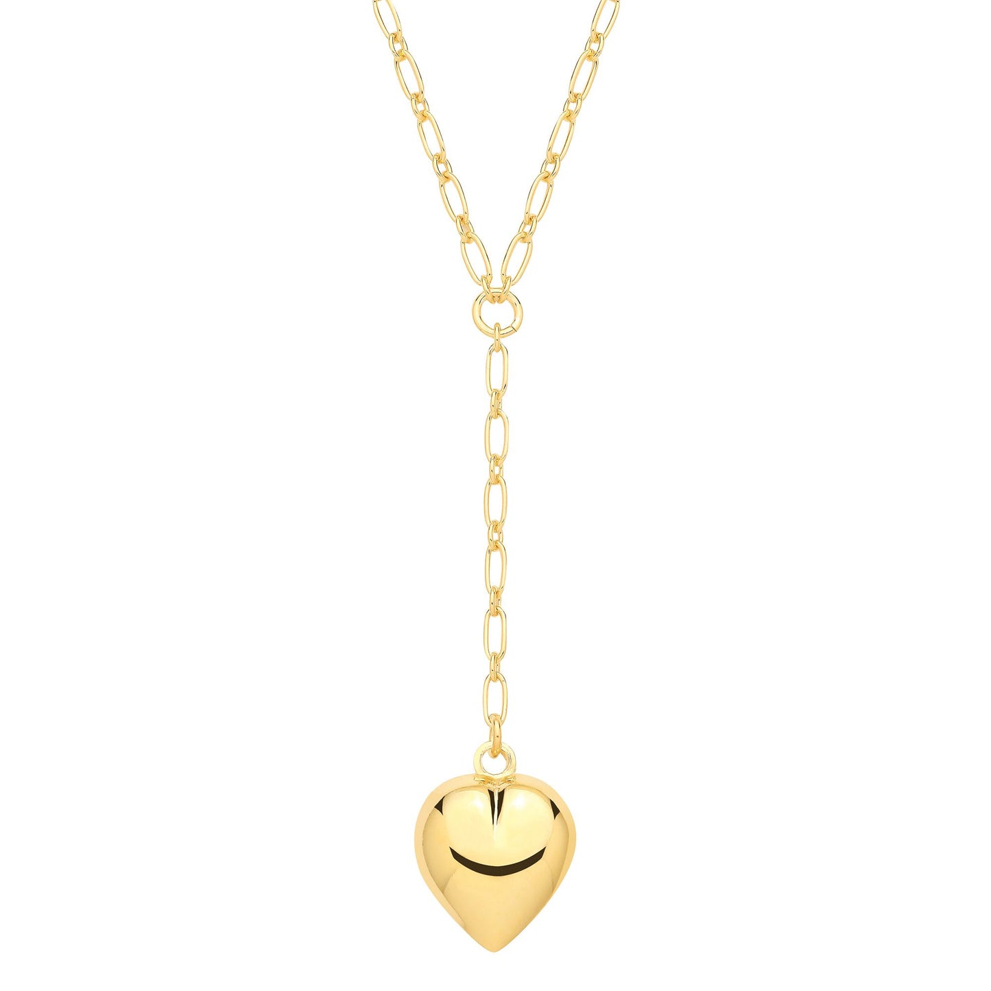 Gold Plated Sterling Silver Puffed Heart Pendant Necklace - 18 - GVK513