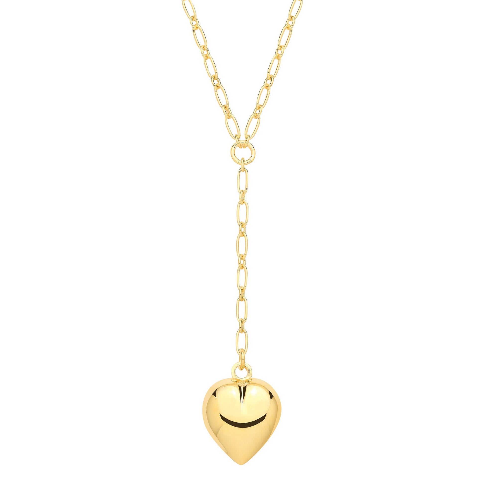 Gold Plated Sterling Silver Puffed Heart Pendant Necklace - 18 - GVK513