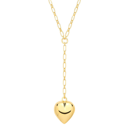 Gold Plated Sterling Silver Puffed Heart Pendant Necklace - 18 - GVK513