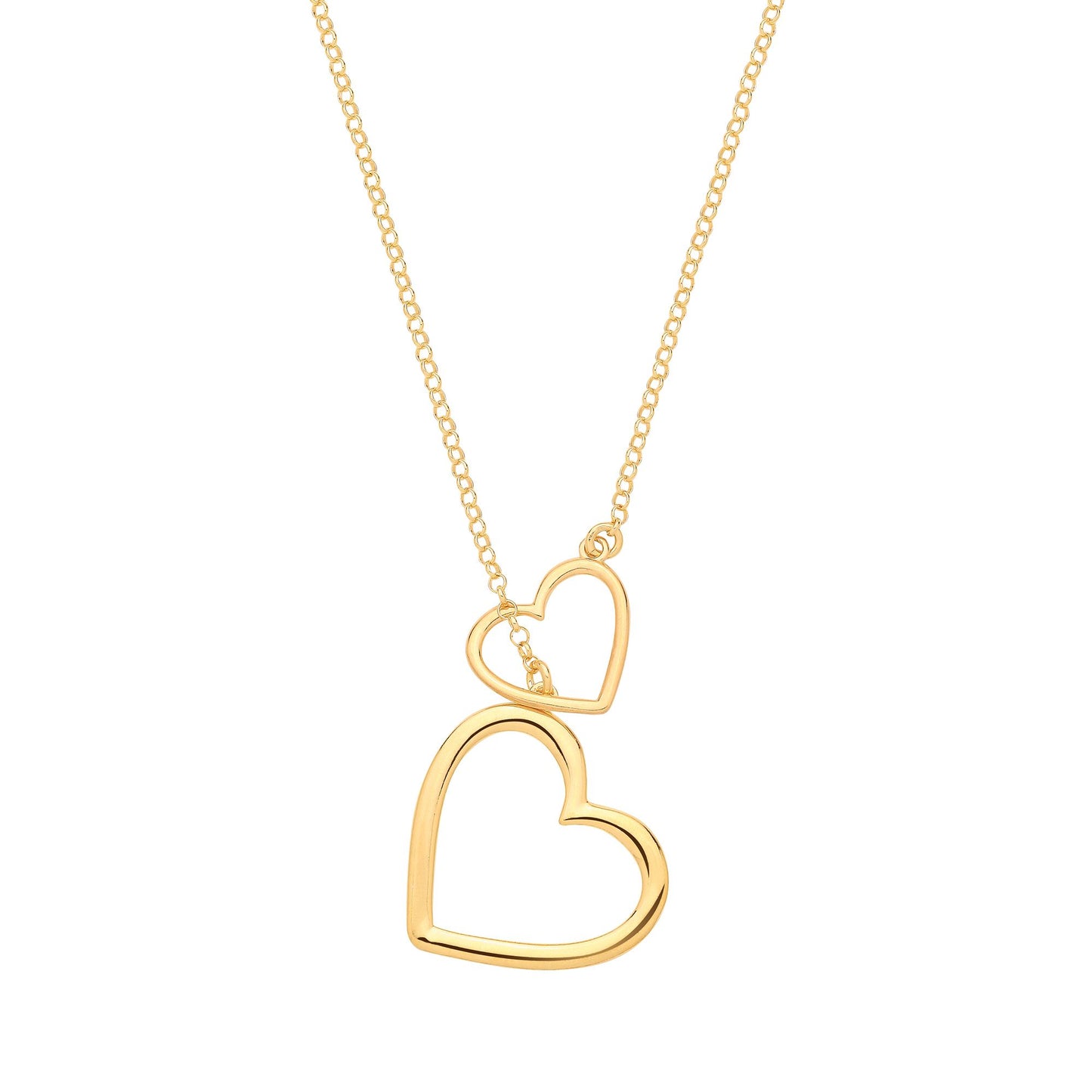 Gold Plated Sterling Silver Double Heart Pendant Necklace - 18 - GVK515