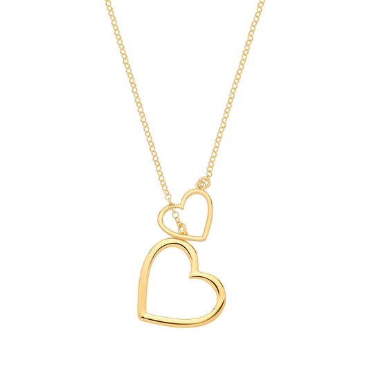 Gold-plated Silver  Love Hugging Heart Interlinked Lariat Necklace - GVK515