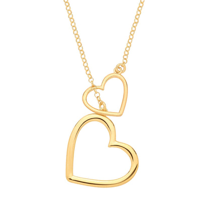 Gold-plated Silver  Love Hugging Heart Interlinked Lariat Necklace - GVK515