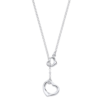 Sterling Silver Double Heart Pendant Necklace - 20 - GVK517