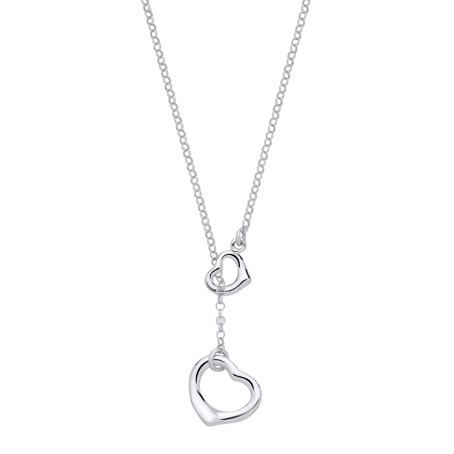 Silver  Open Love Hearts Intertwined Lariat Necklace - GVK517