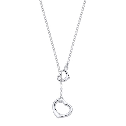 Silver  Open Love Hearts Intertwined Lariat Necklace - GVK517