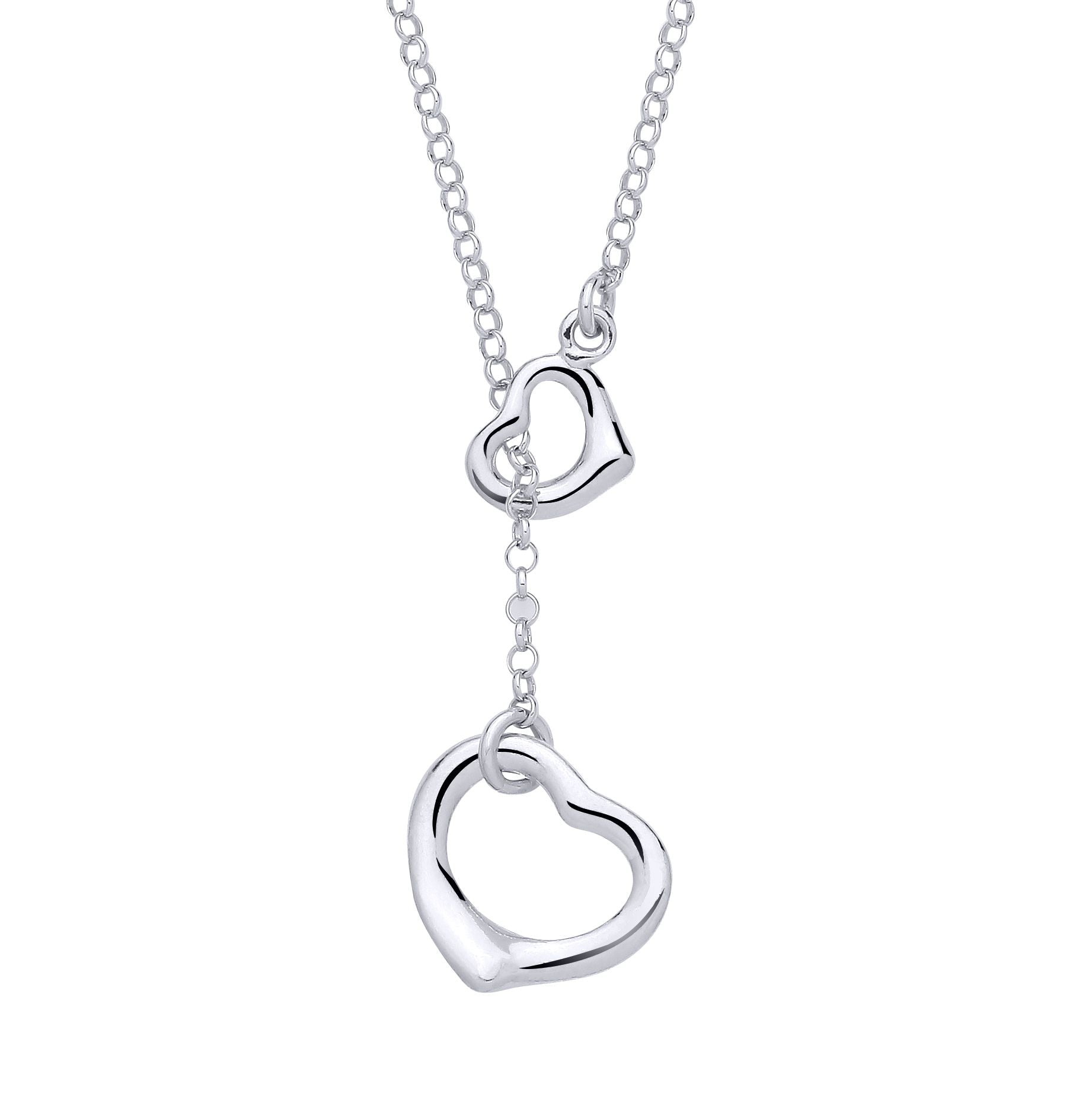 Sterling Silver Double Heart Pendant Necklace - 20 - GVK517