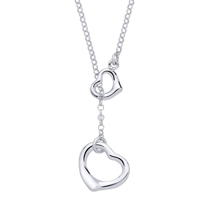 Sterling Silver Double Heart Pendant Necklace - 20 - GVK517
