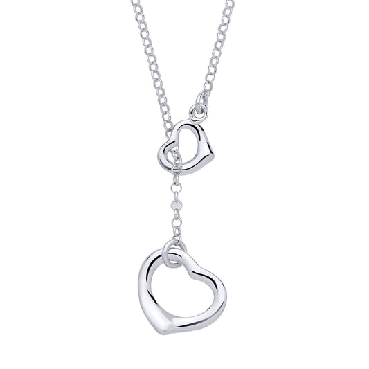 Sterling Silver Double Heart Pendant Necklace - 20 - GVK517
