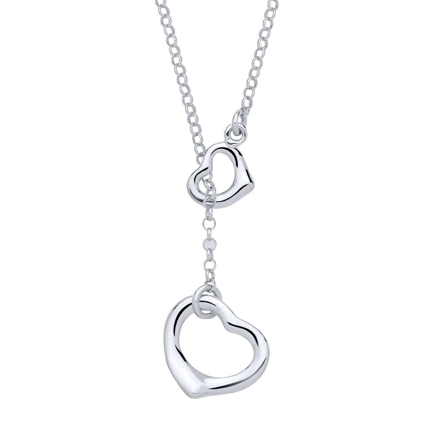 Silver  Open Love Hearts Intertwined Lariat Necklace - GVK517