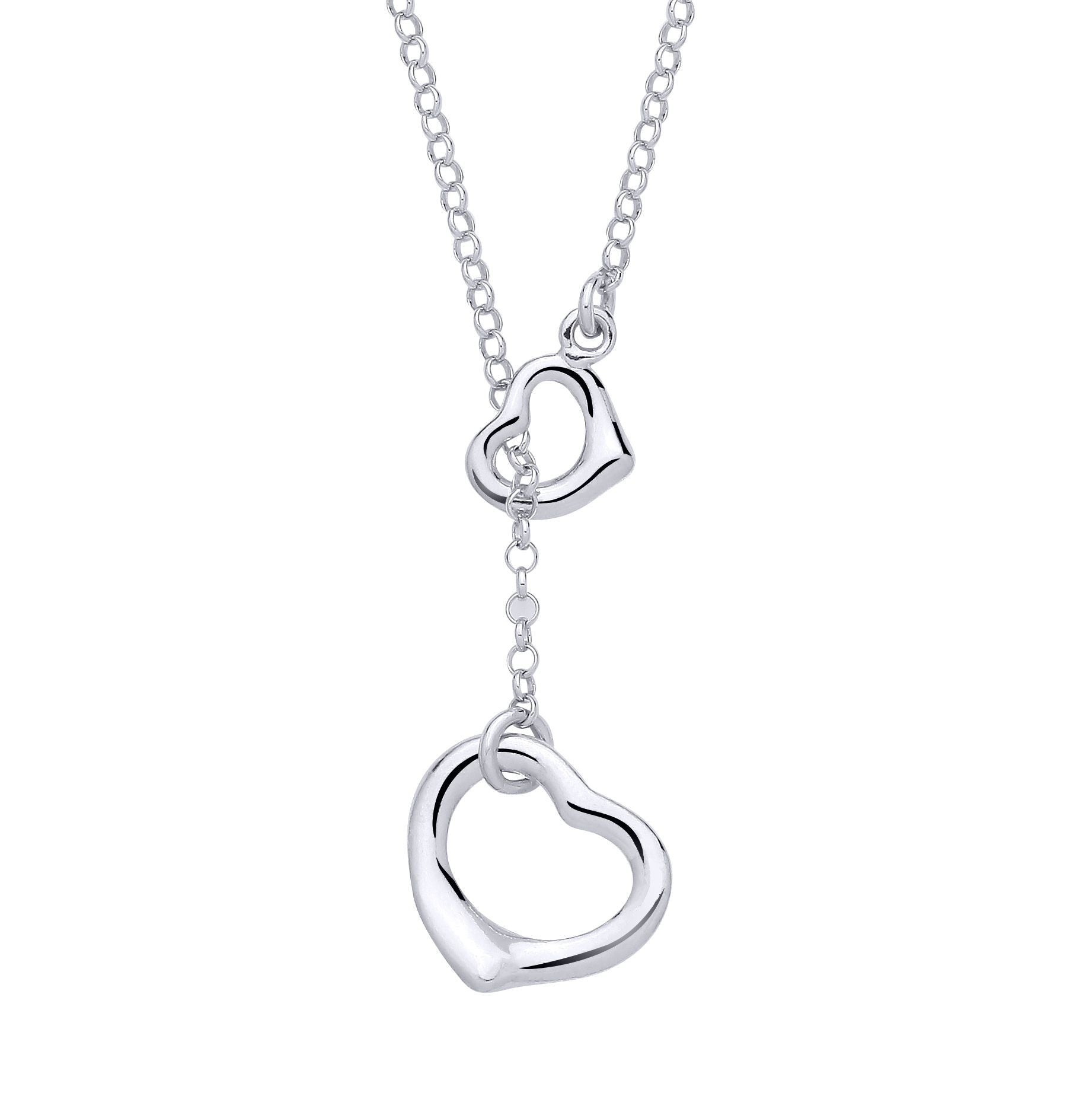 Silver  Open Love Hearts Intertwined Lariat Necklace - GVK517