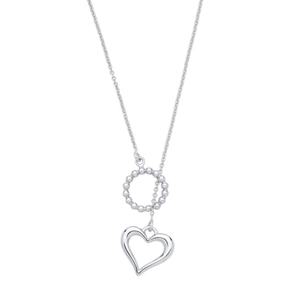 Silver  Eternal Love, Hug & Heart Bead Hoop Lariat Necklace - GVK518
