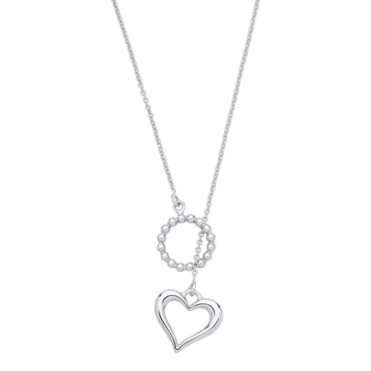 Silver  Eternal Love, Hug & Heart Bead Hoop Lariat Necklace - GVK518