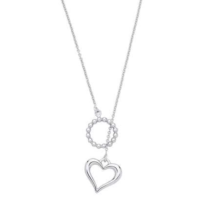 Sterling Silver Heart & Circle Pendant Necklace - 20 - GVK518