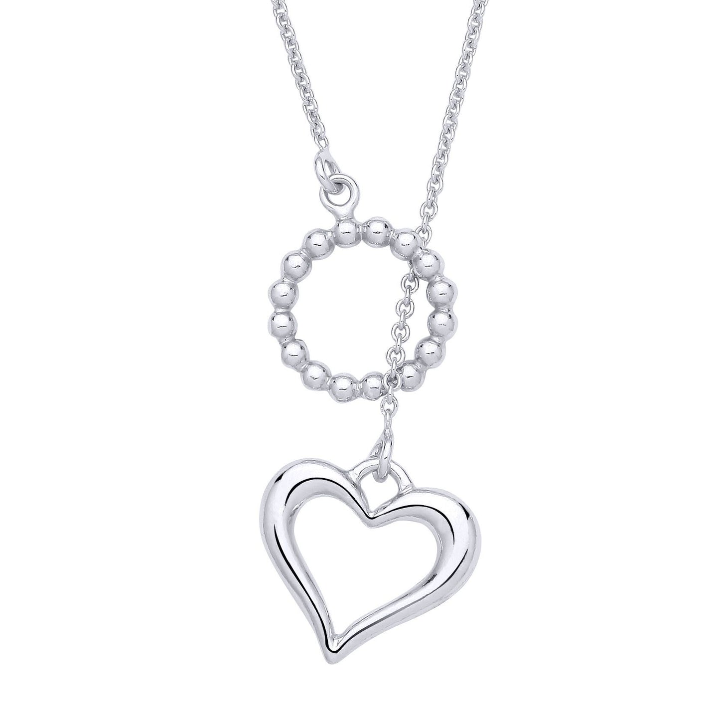 Silver  Eternal Love, Hug & Heart Bead Hoop Lariat Necklace - GVK518