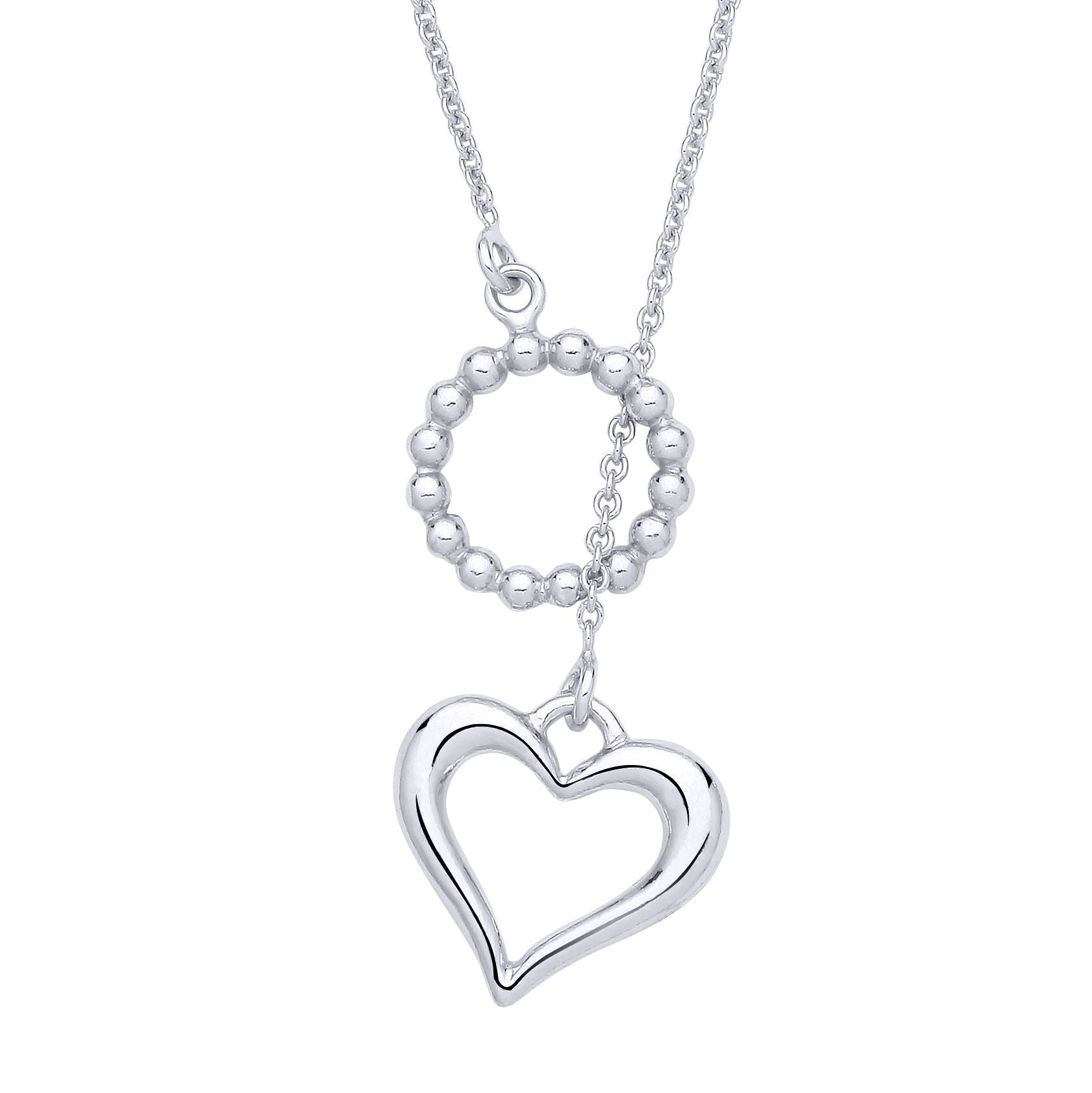 Silver  Eternal Love, Hug & Heart Bead Hoop Lariat Necklace - GVK518