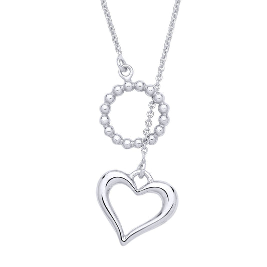 Silver  Eternal Love, Hug & Heart Bead Hoop Lariat Necklace - GVK518