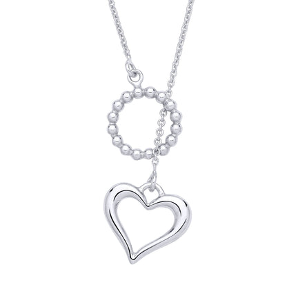 Sterling Silver Heart & Circle Pendant Necklace - 20 - GVK518