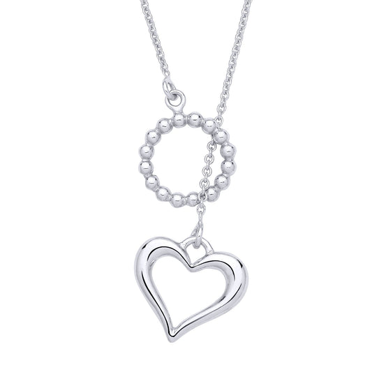 Sterling Silver Heart & Circle Pendant Necklace - 20 - GVK518