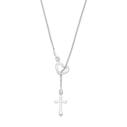 Silver  Cross My Heart Lariat Necklace - GVK519