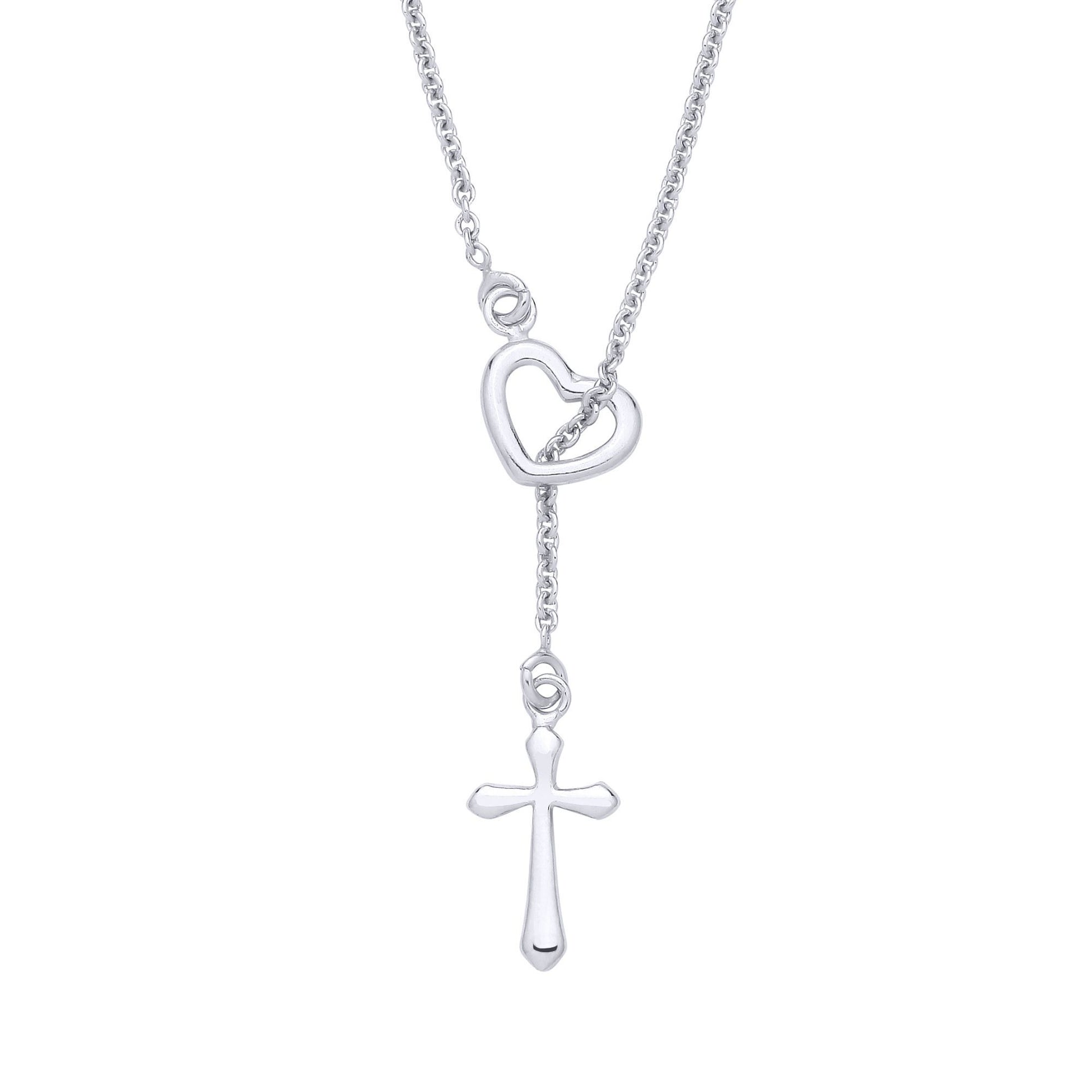 Silver  Cross My Heart Lariat Necklace - GVK519